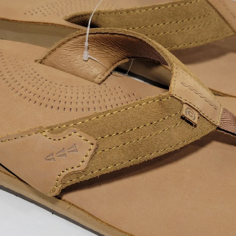 Cobian Lazo Flip Flop Sandals Men Size 11 CAMPO DEL SOL Tan Leather Arch Support